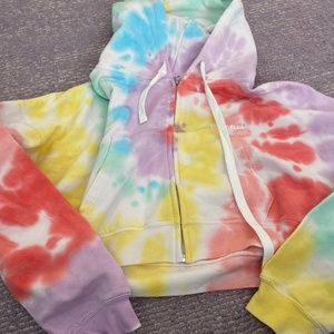 Tie dye, zip up sweatshirt